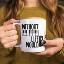 1pc, Funny Music Themed Mug White Ceramic Coffee Mug Piano Player Or Teacher Cute And Interesting Ceramic Cup, Suitable Giving To Those Who Love Piano 11oz - 11oz - View 4