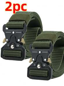 2pcs New Tactical Waist Belt, One-Button Quick Release Casual Utility Belt, Multi-Function Outdoor Hiking Training Nylon Waist Strap With Quick-Open Buckle, Suitable For Casual & Practical Use - 125cm - View 14