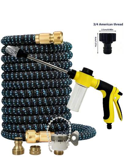 8pcs High Pressure Expandable Magic Hose Set, Adjustable Water Gun For Car Washing & Gardening, Suitable For Europe & US