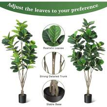 Artificial Fiddle Leaf Fig Tree,Faux Ficus Lyrata Plant,Faux Tall Ficus Tree,Fake Fig Silk Tree In Pot For Indoor Outdoor Home Office Living Room Bathroom Decor - 6 pies - Ver 5