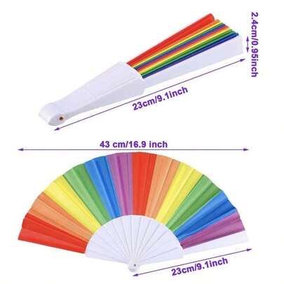 Leque Colorido Arco-íris Para Festa Dança Carnaval Decoração P Material Resistente Cores Vivas
