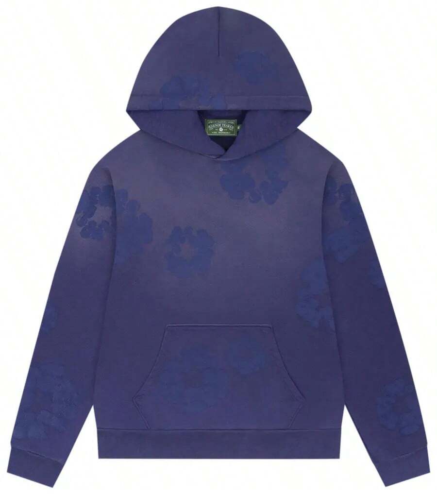 Denim Tears Mono Cotton Wreath Hoodie 'Washed Blue' - Blue - View 1