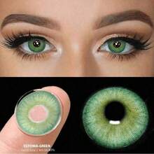 1 副小恶魔红色隐形眼镜 14.5 毫米彩色隐形眼镜，适合年度使用，用于眼妆、角色扮演、节日活动装扮 - 綠色 - 查看 3