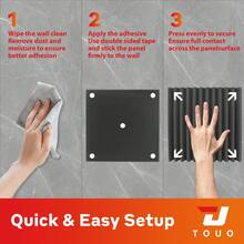 TOUO 三角槽吸音海绵 6-48 块高密度 12 英寸 X 12 英寸 X 1 英寸/2 英寸/3 英寸吸音海绵 8 色音乐工作室声学处理海绵垫隔音家居装饰