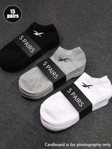 1/6/10/15 Pares de calcetines cómodos y transpirables para hombre, tipo náutico, de unicolor clásico negro/blanco/gris, adecuados para uso diario en todas las estaciones - Multicolor - Ver 7