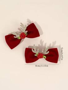 2pcs Christmas Deer Decor Hair Clips, Cute Children Hair Accessories Gift - Multicolor - View 5