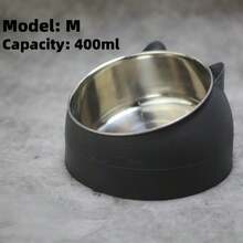 1 pieza de tazón de acero inoxidable para perros, con un diseño científico con una inclinación de 15 grados - Diseño con forma de oreja de gato y perro, plato para alimentación y bebida de mascotas, adecuado para perros y gatos pequeños y medianos, accesorio para mascotas duradero y de moda