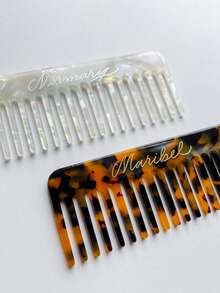 Customized Travel Hair Brush | Carved Wide-Tooth Comb | Bridesmaid Gift | Unique Wedding Gift | Wedding Party Favor | Personalized Comb, Forest Tones - Multicolor - View 3