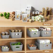 Fast Logistics MaxGear Organization And Storage 3 Packs Plastic Bins Organizer Bins Woven Baskets For Storage Plastic Baskets With Handles Grey Basket For Organizing Basket Organizer For Home And Office SmallFast Logistics