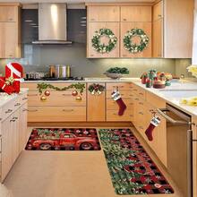 1/2/3 Pcs Thickened 0.47 Inch/1.2 Cm Christmas Doormat Set, Christmas Kitchen Mat With Christmas Tree And Red Christmas Truck Pattern, Absorbent Non-Slip Kitchen Floor Mat, Hallway Runner, Bedroom Bedside Rug, Home Decor, Christmas Decoration - Multicolor - View 8