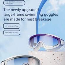 1pc Large Frame Adult Gradient Electroplated Swimming Goggles, Waterproof Anti-Fog High Definition Wide Vision Swim Goggles, Unisex UV Protection - Multicolor - View 5
