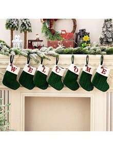 1pc Green Mini Christmas Stocking, Christmas Decoration For Party, Home, Room, Christmas Tree,Christmas - Green - View 4
