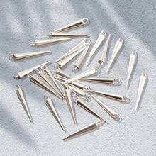 20/100pcs Cone-Shaped Long Spike Pendants, DIY Necklace Bracelet Earring Keychain Jewelry Making, Cool Style For Men And Women - Silver - View 3