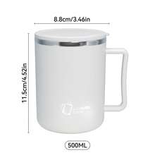480ML 雙層保溫咖啡杯，便攜式 304 不鏽鋼水杯附蓋與手柄，耐冷耐熱飲水杯，防漏奶茶咖啡杯，適合成人學生在家中、學校、辦公室、野餐、旅行使用 - 彩色 - 查看 21