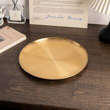 1 pièce Plateau décoratif de style nordique minimaliste, plateau doré haut de gamme, plateau de rangement de luxe en acier inoxydable pour les cosmétiques, les bijoux, les parfums et les bougies