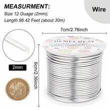 BENECREAT 12 17 18 Guage Aluminum Wire (12 Gauge,100FT) Anodized Jewelry Making Beading Floral Colored Aluminum Wire - Silver - Gold - View 2