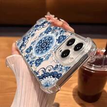 Funda de Teléfono Transparente con Patrón de Porcelana Azul y Blanca Creativa, Nueva, Antigolpes de Cuatro Esquinas para iPhone17,16,15,14,13,12/iPhone16,15,14Plus/iPhone17,16,15,14,13,12Pro/iPhone17,16,15,14,13,12ProMax/iPhone17/para 11/11Pro Accesorios de Teléfono, Adecuada para Regalos de Todas las Estaciones - Colores mixtos - Ver 5