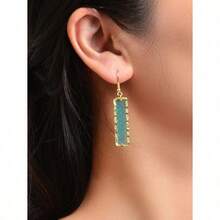 2pcs Fashionable Multicolor Glitter Acrylic Square Earrings - Blue - View 5