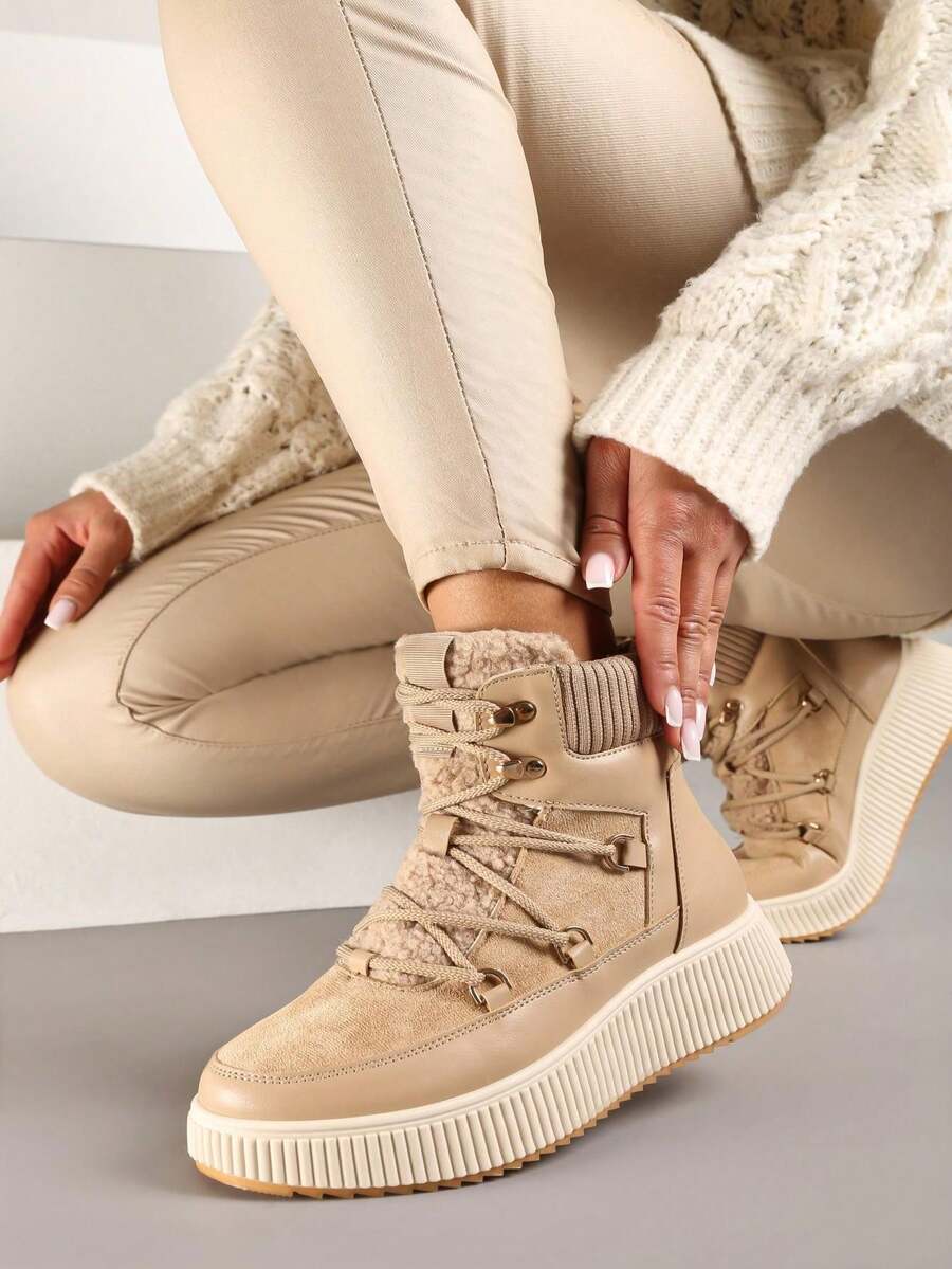 Soft Cozy Winter Boots For Women - Casual - Khaki - View 1