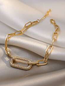 1pc Elegant Zirconia Hollow Square Design Bracelet, Chic & Luxurious Accessory For Women, Suitable For Daily Wear And Formal Occasions