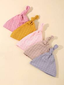 3/4/5件套婴儿新生儿帽子套装，打结针织帽，柔软舒适，适合0-6个月的婴儿男女宝宝。 - 彩色 - 查看 12