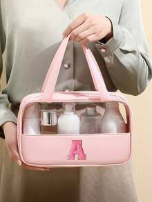 1 túi đựng đồ vệ sinh cá nhân đa năng bằng PVC, túi đựng mỹ phẩm PVC trong suốt, túi trang điểm dung tích lớn, túi trang điểm tự thiết kế chữ cái, túi đựng đồ du lịch chống thấm nước, túi đựng mỹ phẩm du lịch tối giản với nhãn dán chữ cái, thích hợp đựng mỹ phẩm, nước hoa, đi biển, trường học, phòng tắm, lễ hội, Ngày của Mẹ, Giáng sinh, món quà tuyệt vời cho mẹ, gia đình, bạn bè, túi đựng đồ vệ sinh cá nhân du lịch unisex, túi trang điểm phòng tắm. - Nhiều màu - Xem 6