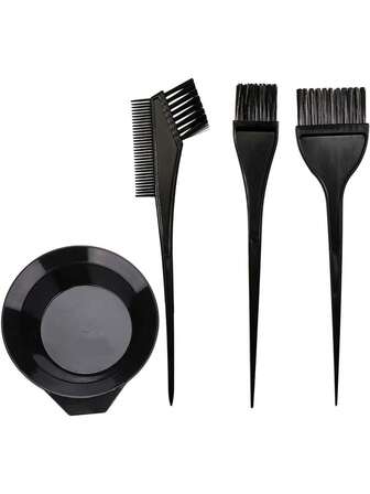 Hair Dye Color Brush And Bowl Set, Color Bowl Brushes Tool Mixing Bowl Kit Tint Comb For Hair Tint Dying Coloring Applicator (Black) ,Hair Styling Kit ,Hair Tool Kit ,Hair Styling Tools Hair Accessories