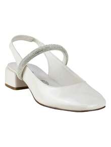 Zapato De Charol Mujer Tacón Bajo  Hielo Sandalias De Mujer Elegantes Y Cómodas Con Tacón Bajo Ideal Para Fiestas Y Eventos Especiales - Blanco - Ver 5