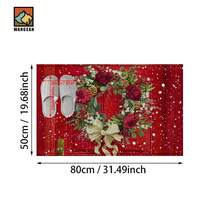 1pc Christmas Rose Pattern Bathroom Anti-Slip Mat, Made Of Artificial Cashmere With Plush Decoration, Is Suitable For Bathrooms, Doorways, Kitchens And Other Occasions. It Can Be Machine Washed, Is A Holiday Decoration And Can Be Given As A Gift