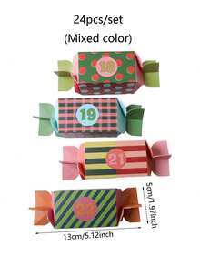 24pcs Christmas Gift Boxes,Candy Shapes Christmas Advent Calendar Boxes,Christmas Decor 24 Days DIY Countdown Empty Advent Calendar With Santa, Reindeer & Snowflake Designs For Christmas Party Favors Home Decor Christmas Decorations Room Decor Winter Christmas Decorations Home Christmas Gifts Christmas Decor - Multicolor - View 4