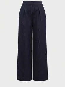 2pcs Set Women Commuting Outfit: Striped Camisole Top + Wide Leg Loose Casual Trousers