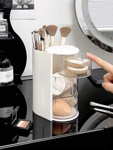 1pc Multi-Layer Rotating Partition Storage Box, Hairpin, Tie, Hair Band Storage Box, Headwear Display Box, Dust-Proof Storage Box, Multi-Functional Compartment, Can Accommodate Combs, Glasses, Makeup Brushes, Simple And Practical PET Material Hair Accessories Box, Birthday Gift Box, Makeup Sponge Storage Box - Multicolor - View 10