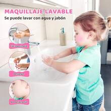 AivaToba Maquillaje para Niñas, Kit de Maquillaje Real para Niñas, Juguete de Maquillaje Lavable, Juguete para Niñas, No Tóxico, Regalos de Cumpleaños de Navidad para Niñas de 7 8 9 10 11 12 Años - MH6-10 - Ver 3