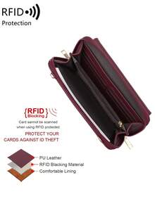 MIYIN Double Zipper Large Capacity Touch Screen Mobile Phone Bag RFID Blocking Long Wallet Crossbody Mobile Phone Bag Side Backpack Mobile Phone Portable Handbag Wallet Crossbody Clutch Mobile Phone Case Lightweight Modern Business Credit Card ID Card Cash Mobile Phone Wallet Business Casual Teacher's Day Teacher Gift Work Business