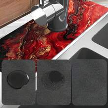 1 miếng lót thoát nước bồn rửa họa tiết bãi biển màu đỏ nghệ thuật, miếng lót vòi nước nhà bếp/phòng tắm chống trượt bằng đất tảo cát và cao su khô nhanh, thấm hút độ ẩm, miếng lót thoát nước bằng silicon chống trượt bằng bùn tảo cát, miếng lót thoát nước nhà bếp gia dụng, miếng bảo vệ bồn rửa mặt, phù hợp với mọi loại vòi nước trong phòng tắm và nhà bếp. - Nhiều màu - Xem 9