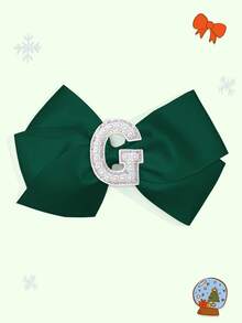 1pc 5-Inch 26pcs A-Z Pearl Letter Personalized Hair Clip For Girls, Ponytail Holder, Suitable For Holiday Party, School Graduation, First Day Of School, Classroom - Dark Green - View 24