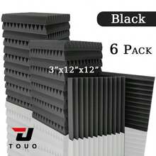 TOUO 三角槽吸音海绵 6-48 块高密度 12 英寸 X 12 英寸 X 1 英寸/2 英寸/3 英寸吸音海绵 8 色音乐工作室声学处理海绵垫隔音家居装饰