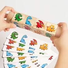 Bloques de rompecabezas giratorios de madera | Juguete educativo Montessori | Juguete de rompecabezas educativo para la primera infancia | Juego de emparejamiento de patrones de doble cara - Multicolor - Ver 4