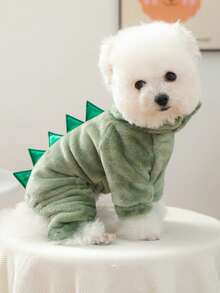 1 Stück Haustierkleidung, Hunde-Katzen-Kostüm-Outfit für kleine Hunde und Welpen, süße, fröhliche Welpen-Katzen-Bekleidung, kleiner Hund Herbst/Winter warmes, bequemes Dinosaurier-Cosplay-Outfit