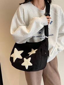 高中生大学新生多功能单肩包休闲包男士简约帆布流浪包，适合旅行、大学、学校、户外、运动的书包斜挎包侧包假日必备通勤轻便手提包，配有可调节肩带流浪包面料便携户外爸爸礼物父亲礼物男士礼物情人节礼物 - 黑色 - 查看 6