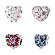 1 pièce Pendentif charm en argent sterling S925 à la mode en forme de cœur et de trèfle en zircone, convient pour le port quotidien des femmes/filles, cadeau d'anniversaire/fête