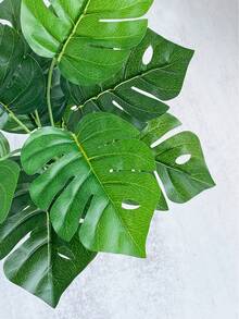 75/60厘米人造龟背竹树，塑料棕榈叶，人造龟背叶，用于绿植装饰；18/12叶热带香蕉树，仿真植物，适用于家居、花园、厨房装饰、办公室、婚礼、派对装饰、情人节礼物（不含花盆） - 綠色 - 查看 6