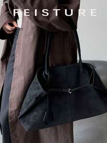 Bolso de mano de alta calidad para mujer, nuevo diseño de otoño/invierno, bolso de gran capacidad para ir al trabajo y viajar - Negro - Ver 3