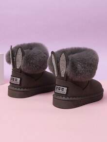 时尚休闲儿童雪地靴，适合幼儿/小孩/大童，保暖内衬，适合男孩和女孩 - 灰色 - 查看 7