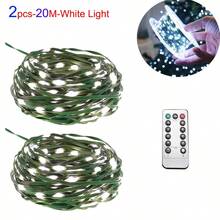 Luces de hadas de 8 modos, luces de decoración de árbol de Navidad de alambre de cobre verde, con control remoto, luces con forma de estrella para jardín, patio, fiesta al aire libre, boda, camping, Navidad, Acción de Gracias, cumpleaños, vacaciones, decoración de Halloween - Enchufe USB - Ver 20