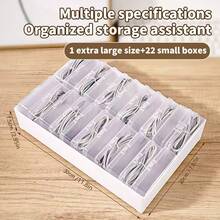 1 pieza Caja de almacenamiento de cable de datos con tapa, organizador de cajón de gran capacidad, organizador de cables de escritorio, adecuado para el hogar, la oficina, el aula, la residencia universitaria, la cocina, la división - Multicolor - Ver 10