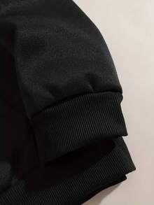 OOTD Women's Printed Pattern Hoodie - Autumn/Winter Casual Pullover, Fashionable Sweatshirt, Washable Printed Hoodie, Street Style Loose Fit, Basic Versatile Style, Everyday Casual, Unisex Printed Hoodie - 黑色 - 查看 3