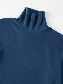 Double-Sided Fleece High Collar Long Sleeve T-Shirt For Men, Autumn/Winter Reversible Turtleneck Thick Warm Casual Undershirt Pullover T-Shirt