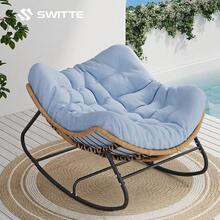SWITTE - Silla mecedora de huevos para exteriores, papasan interior, mimbre de ratán, moderno Royal para recámara, sala de estar, porche, jardín, césped, color gris oscuro - azul - Ver 5