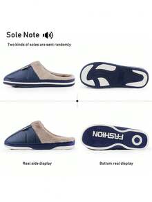 Pantuflas de invierno para hombres, zapatillas de dormitorio de piel sintética cálidas y esponjosas con suela antideslizante y espuma de memoria, pantuflas clásicas suaves y cálidas para hombres, talla talla grande pequeña, azul